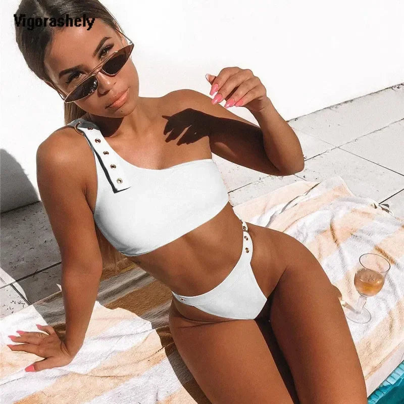 Chic One Shoulder High Waist Swimsuit