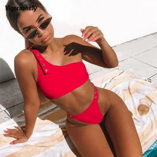 Chic One Shoulder High Waist Swimsuit