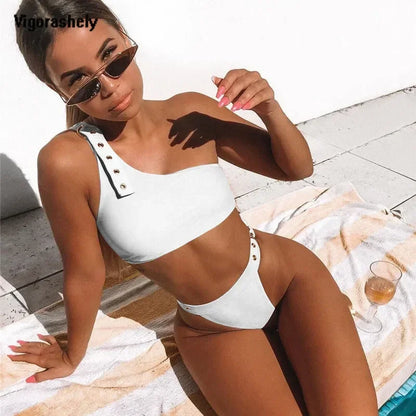 Chic One Shoulder High Waist Swimsuit