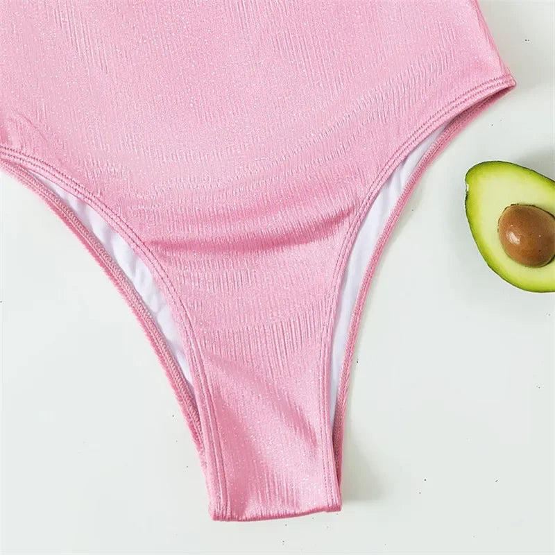 Elegant One Piece Pink Beachwear for Ladies