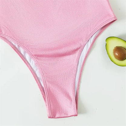 Elegant One Piece Pink Beachwear for Ladies