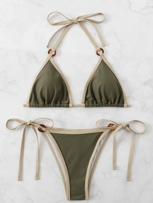 Green Micro Ring Bikini Set