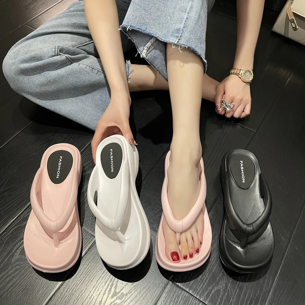 Trendy Non-Slip Wedge Beach Slippers