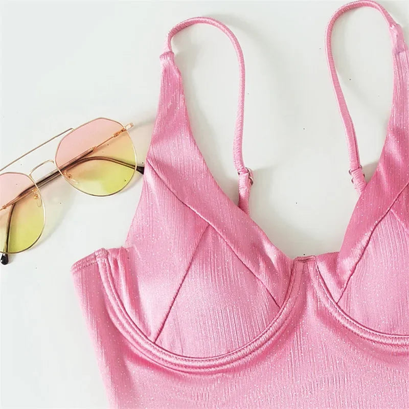 Elegant One Piece Pink Beachwear for Ladies