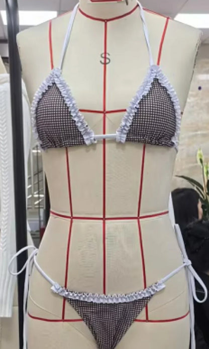 Floral Lace Trim Bikini